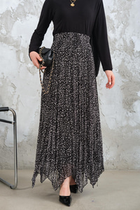 Asimetrik Şifon Etek Siyah