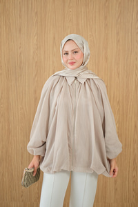 Astarlı Balon Kol Ceket Krem