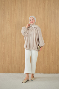 Astarlı Balon Kol Ceket Krem