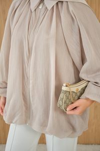 Astarlı Balon Kol Ceket Krem