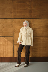 Astarlı İki İplik Ceket Krem