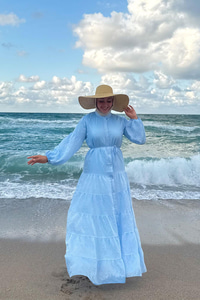 Astarlı Tül Elbise Açık Mavi