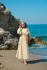 Astarlı Tül Elbise Bej