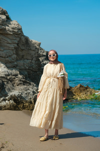 Astarlı Tül Elbise Bej