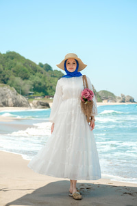 Astarlı Tül Elbise Beyaz