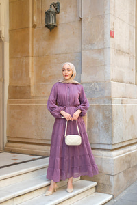 Astarlı Tül Elbise Mürdüm