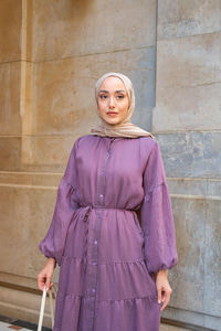 Astarlı Tül Elbise Mürdüm