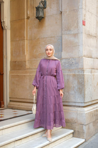 Astarlı Tül Elbise Mürdüm