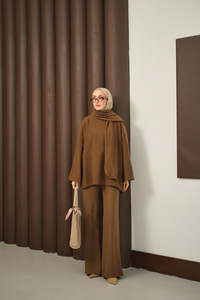 Atkı Detay İkili Takım Kahverengi