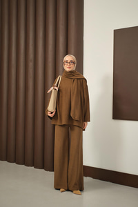 Atkı Detay İkili Takım Kahverengi