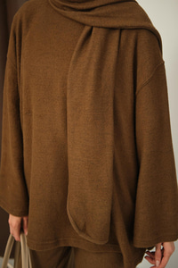 Atkı Detay İkili Takım Kahverengi