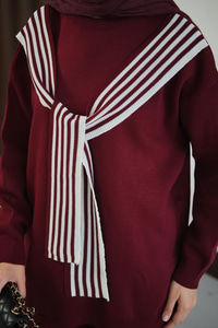 Atkı Detay Takım Bordo