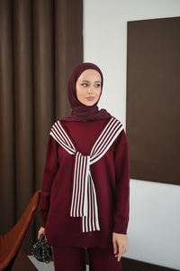 Atkı Detay Takım Bordo