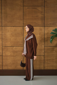 Atkı Detay Takım Kahverengi