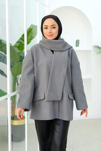 Atkı Detaylı Kaşe Gri