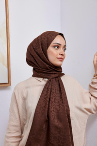 Aura Desen Jakar Şal Acı Kahve