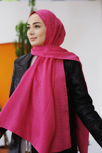 Aura Desen Jakar Şal Fuşya