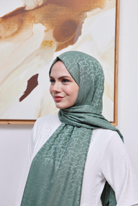 Aura Desen Jakar Şal Mint Yeşil