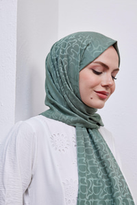 Aura Desen Jakar Şal Mint Yeşil