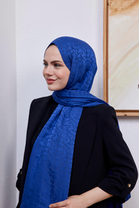 Aura Desen Jakar Şal Saks Mavi