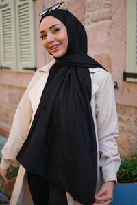 Aura Desen Jakar Şal Siyah