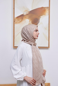 Aura Desen Jakar Şal Vizon