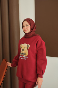 Ayıcık Baskılı Takım Bordo