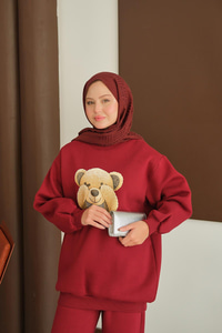 Ayıcık Baskılı Takım Bordo