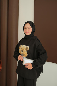 Ayıcık Baskılı Takım Siyah