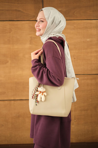 Ayıcık Detay Çanta Bej