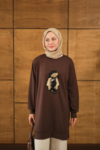 Ayıcık Detay Tunik Kahverengi