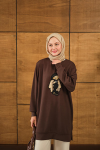 Ayıcık Detay Tunik Kahverengi