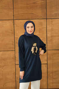 Ayıcık Detay Tunik Lacivert