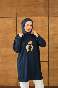 Ayıcık Detay Tunik Lacivert