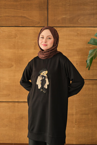 Ayıcık Detay Tunik Siyah