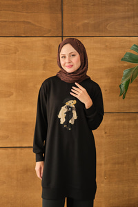 Ayıcık Detay Tunik Siyah