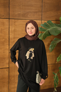 Ayıcık Detay Tunik Siyah