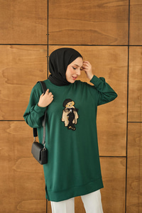 Ayıcık Detay Tunik Zümrüt Yeşil