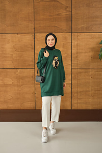 Ayıcık Detay Tunik Zümrüt Yeşil