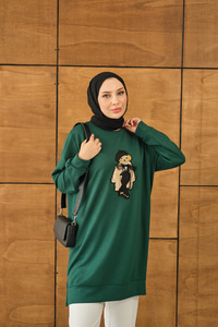 Ayıcık Detay Tunik Zümrüt Yeşil