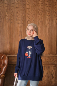 Ayıcık Nakışlı Triko Takım Lacivert