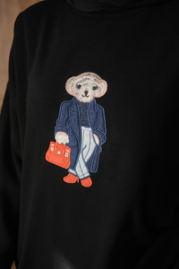 Ayıcık Nakışlı Triko Takım Siyah