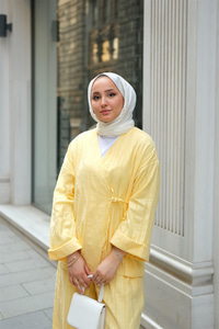 Badem Dikişli Kimono Takım Sarı