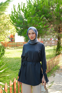 Bağcık Detaylı Sweatshirt Antrasit