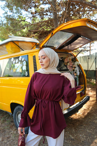 Bağcık Detaylı Sweatshirt Bordo