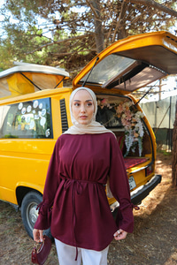 Bağcık Detaylı Sweatshirt Bordo