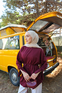 Bağcık Detaylı Sweatshirt Bordo