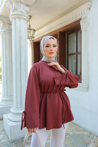 Bağcık Detaylı Sweatshirt Kiremit