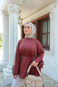 Bağcık Detaylı Sweatshirt Kiremit