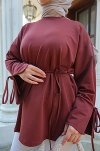 Bağcık Detaylı Sweatshirt Kiremit